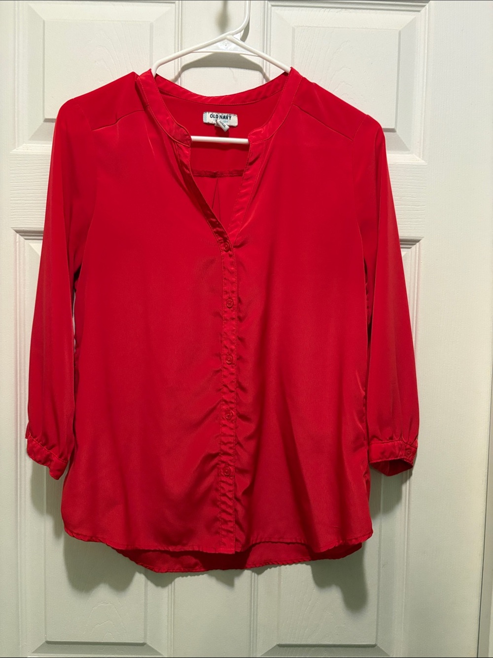 Old Navy Bright Red Button-Front Women's Blouse